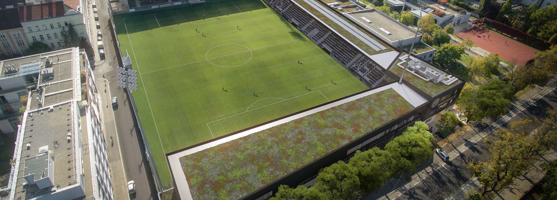 Luftaufnahme des Wiener Sportclub Platzes.